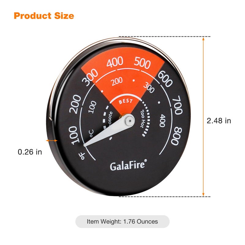 GALAFIRE Wood Stove Thermometer Magnetic, Oven Temperature Meter for Wood Burning Stoves, Gas Stoves, Pellet Stoves, Avoid Stove Fan Damaged by Overheat - Image 5
